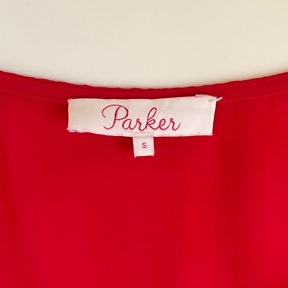 Parker red ruffle cold shoulder blouse top Size S - Picture 3 of 3
